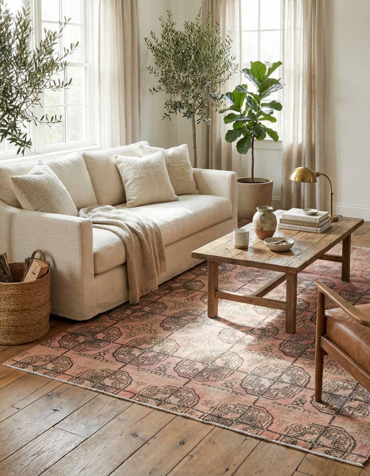 Detail image of  4' 6 x 6' 8  Hand Knotted Ultra Vintage Persian Wool Rug