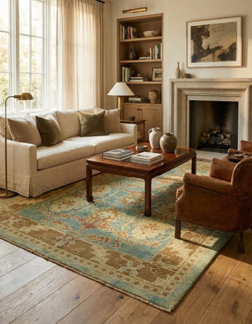 7' x 9' 9 Hand Knotted Oushak Wool Rug