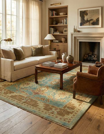 7' x 9' 9 Hand Knotted Oushak Wool Rug