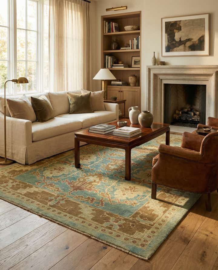7' x 9' 9 Hand Knotted Oushak Wool Rug