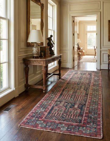 3' 9 x 9' 1 Hand Knotted Ultra Vintage Persian Wool Runner Rug