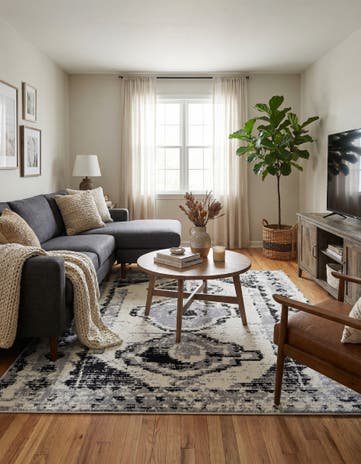 Black and White Tagine Square Rug