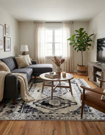 Black and White Tagine Square Rug