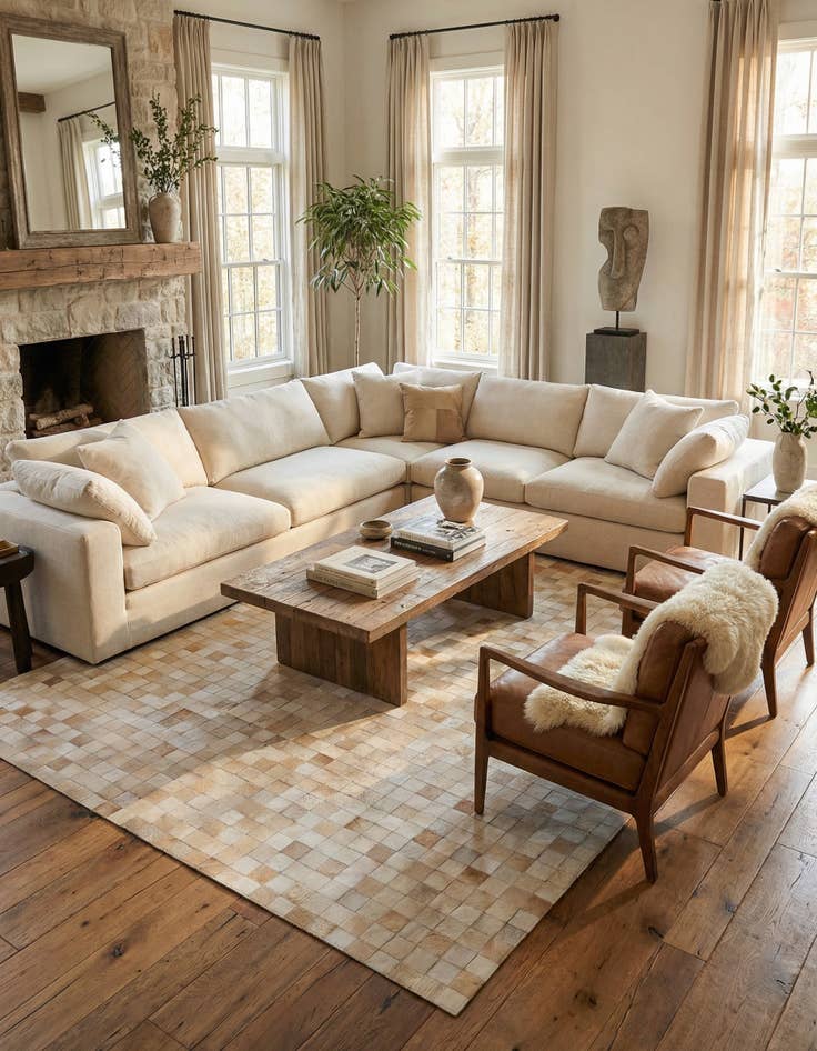 Detail image of  8' x 9' 11 Cowhide Stocks Rug