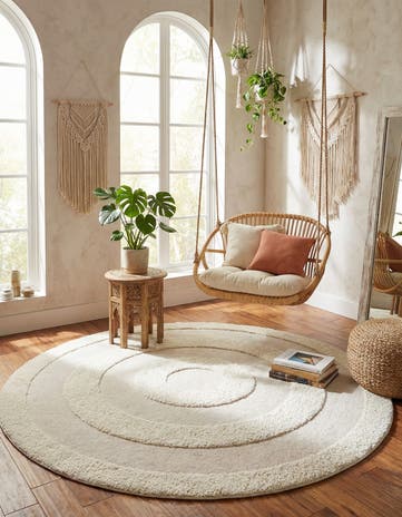 Ivory Boho Round Rug
