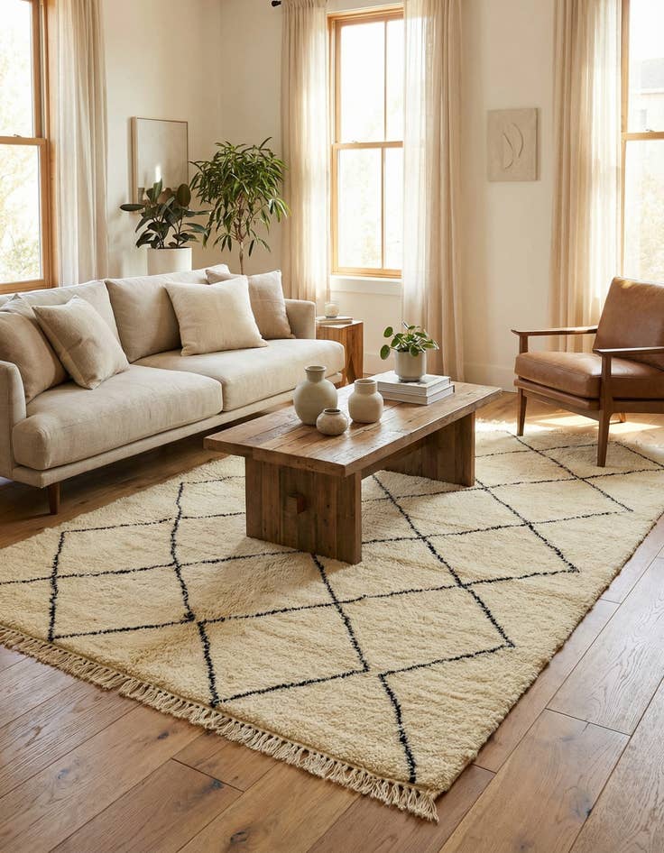 Detail image of 6' 8 x 9' 2  Hand Knotted Moroccan Wool Rug