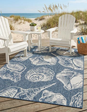 5' 3 x 7' Easy-Clean Coastal Indoor / Outdoor Rug