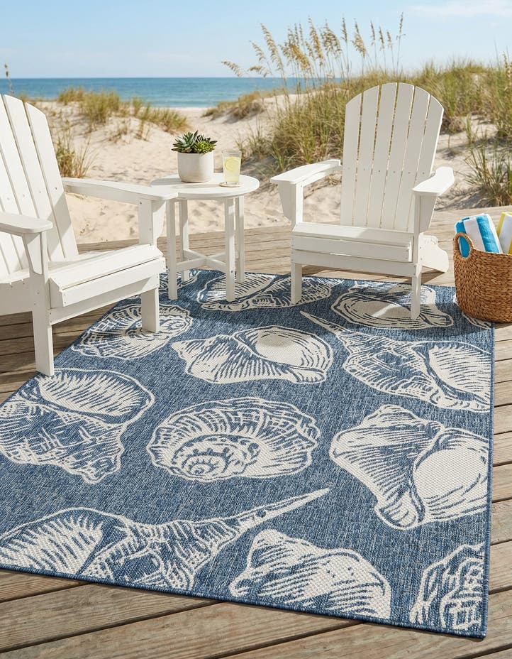 5' 3 x 7' Easy-Clean Coastal Indoor / Outdoo...