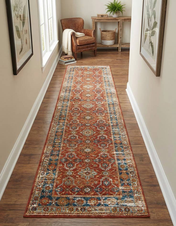 Detail image of 2' 7 x 12'  Washable Traditional Indoor / Outdoor Runner Rug