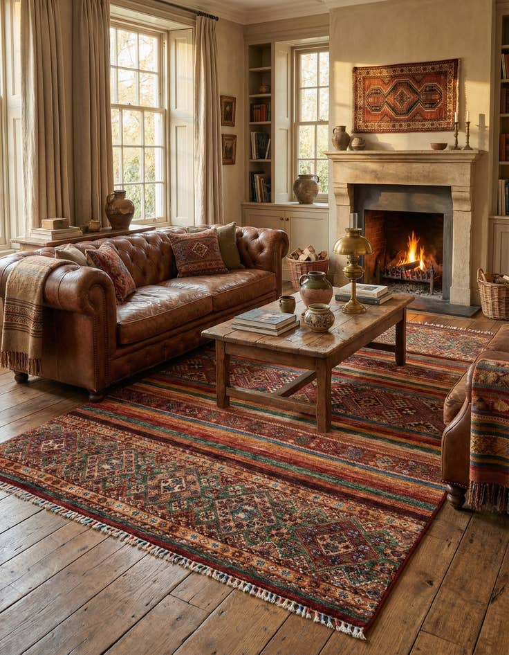 Detail image of 4' 11 x 6' 8 Torkman Wool Rug