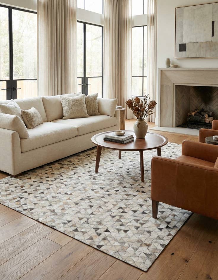 Detail image of 5' x 7' 8 Cowhide Leather Rug