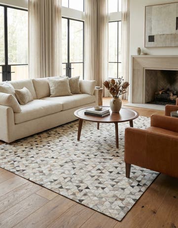 5' x 7' 8 Cowhide Leather Rug