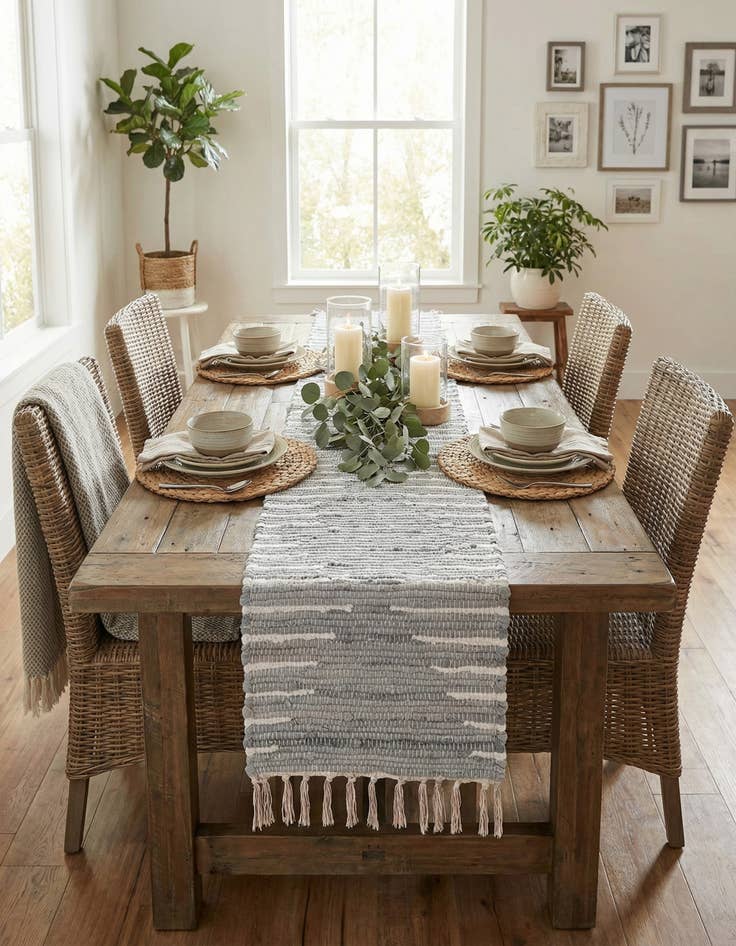 Detail image of  1' 2 x 10'  Hand Woven Chindi Cotton Table Runner Rug