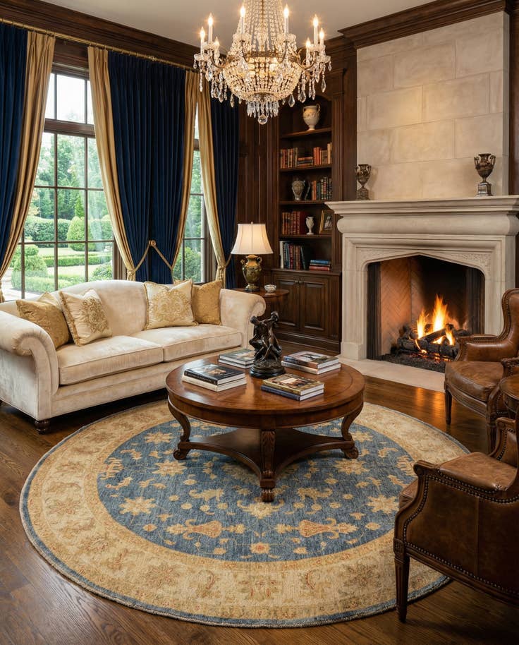 Detail image of 6' 7 x 6' 7 Kaizar Wool Round Rug