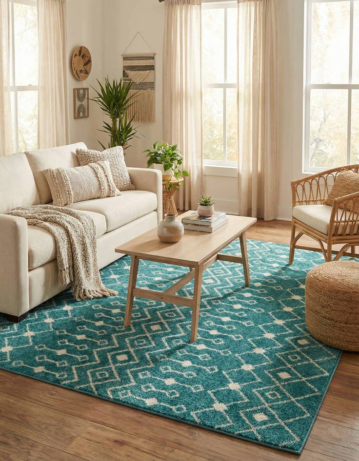 Detail image of  6' x 6' Moroccan Trellis Square Rug