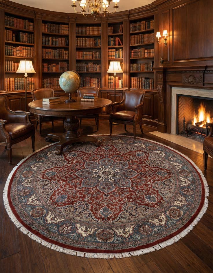 Detail image of  9' x 9'  Hand Knotted Shiraz Oriental Wool Round Rug