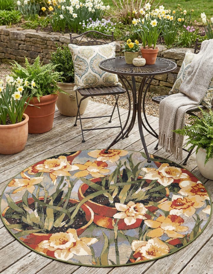 4' x 4' Easy-Clean Botanical Indoor / Outd...