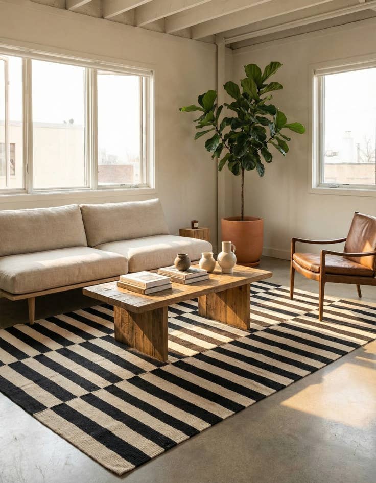 Detail image of 4' 2 x 5' 10  Hand Woven Kilim Modern Wool Rug