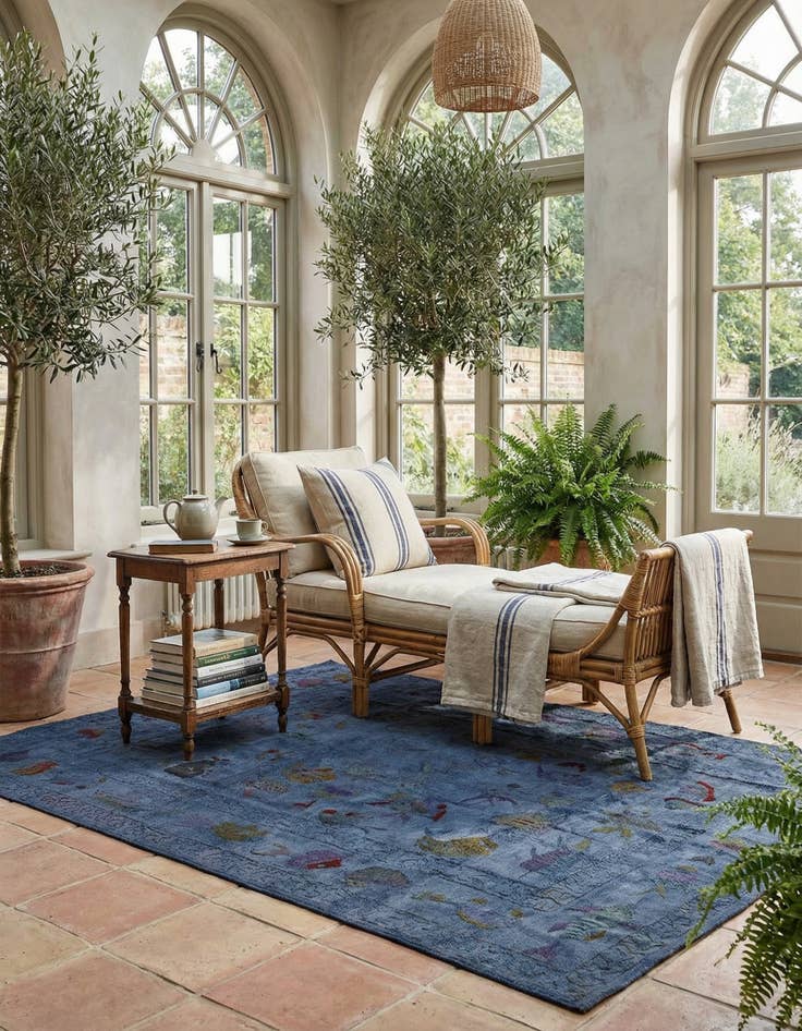 Detail image of 5' 5 x 7' 7  Hand Woven Kilim Suzani Wool Rug