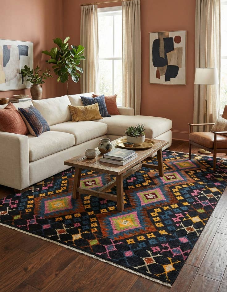 Detail image of 5' 8 x 8'  Hand Knotted Darya Rug