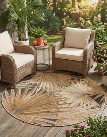 4' x 4' Easy-Clean Botanical Indoor / Outdoor Round Rug