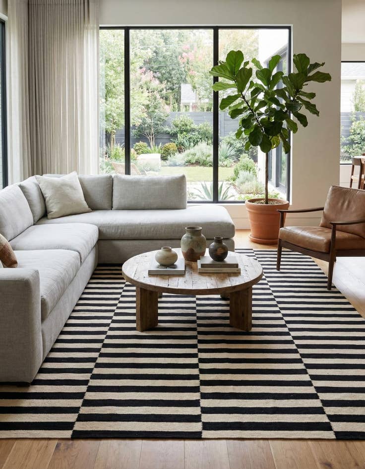 Detail image of 6' 5 x 9' 9  Hand Woven Kilim Modern Wool Rug