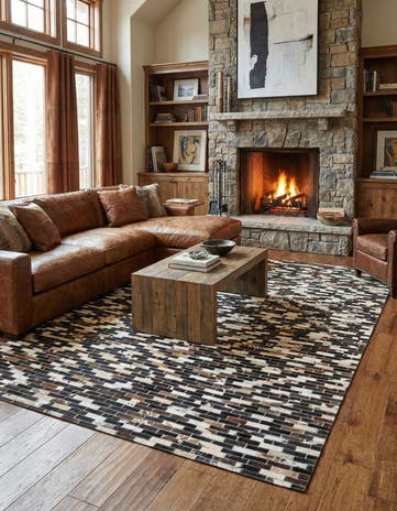 5' x 7' 10 Cowhide Leather Rug