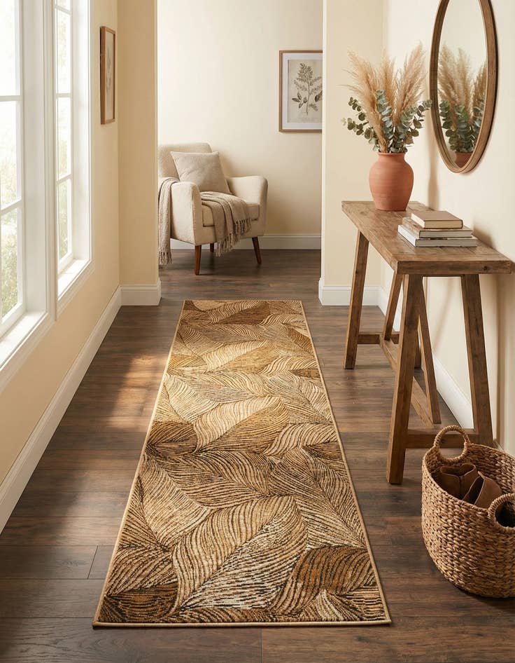 Detail image of 2' x 8' Easy-Clean Botanical Indoor / Outdoor Runner Rug