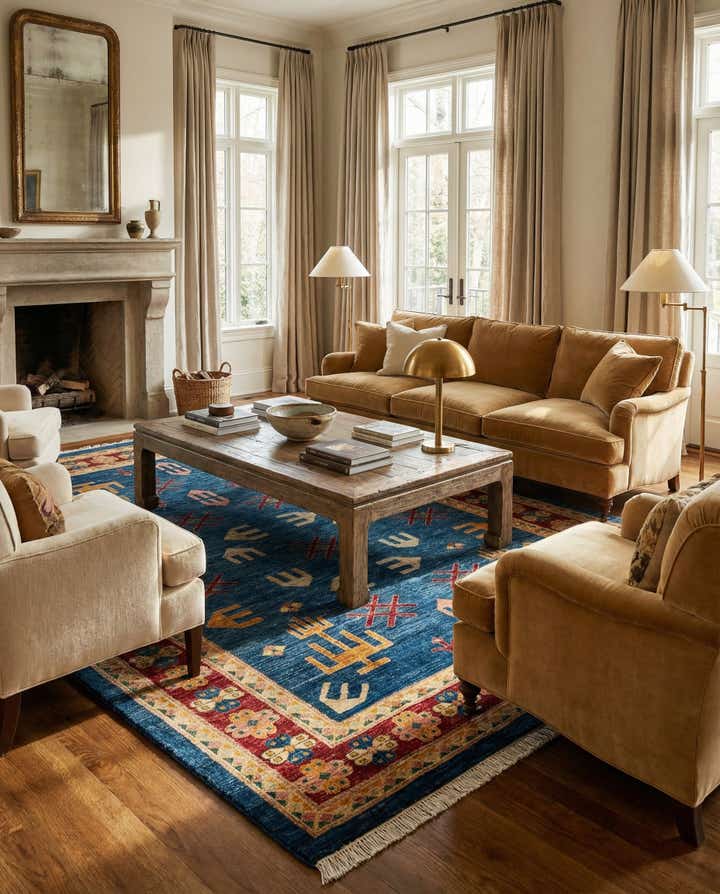 6' 8 x 6' 9 Hand Knotted Ziegler Wool Square Rug