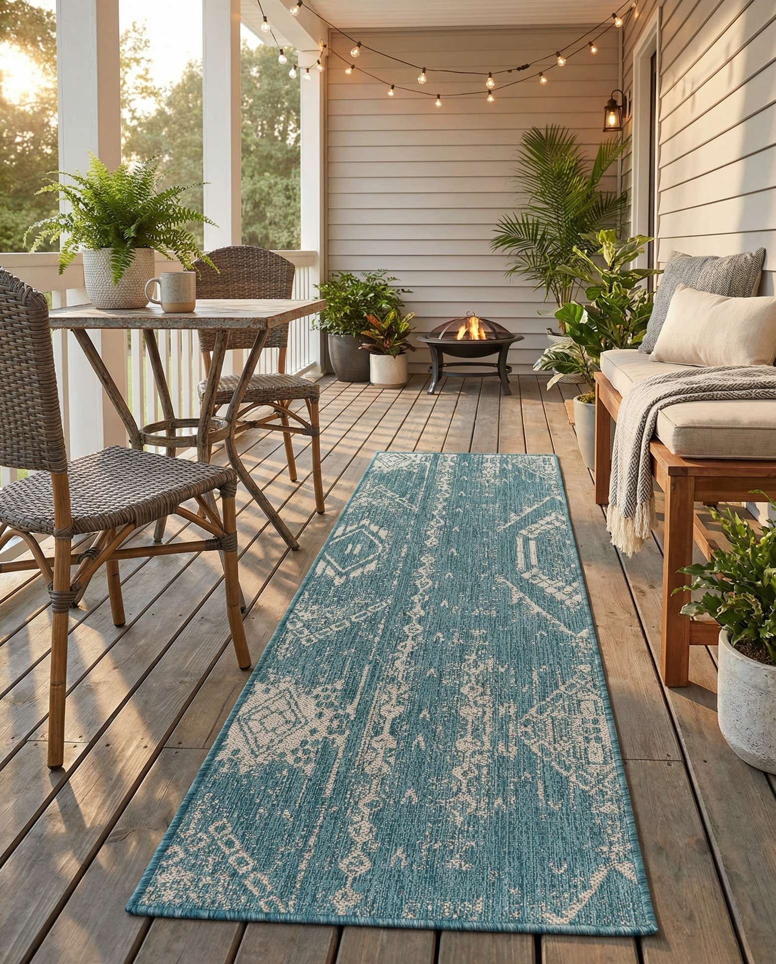 2' x 6' Easy-Clean Bohemian Indoor / Outdoor Runner Rug