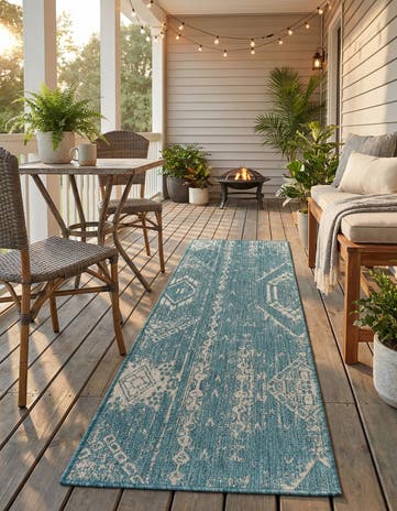 2' x 6' Easy-Clean Bohemian Indoor / Outdoor Runner Rug