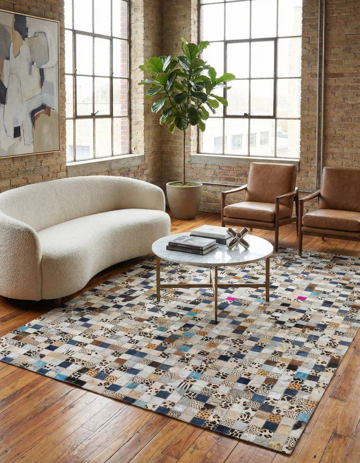 Detail image of  5' x 8' Cowhide Leather Rug