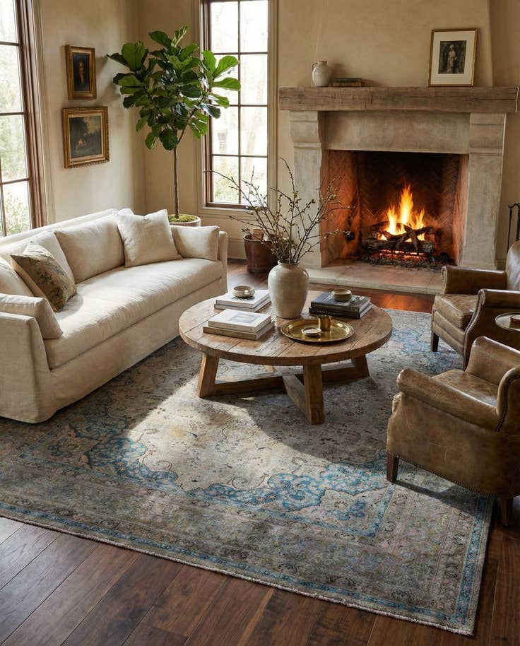 Detail image of 9' 6 x 12' 8 Hand Knotted Ultra Vintage Persian Wool Rug
