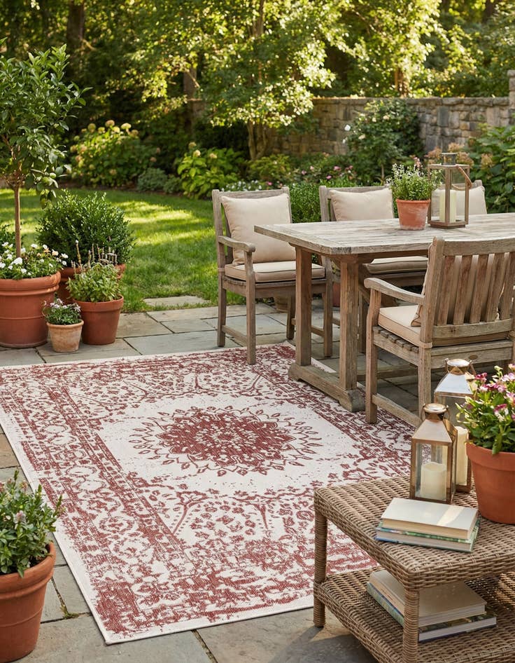 Detail image of 6' x 9'  Washable Traditional Indoor / Outdoor Rug