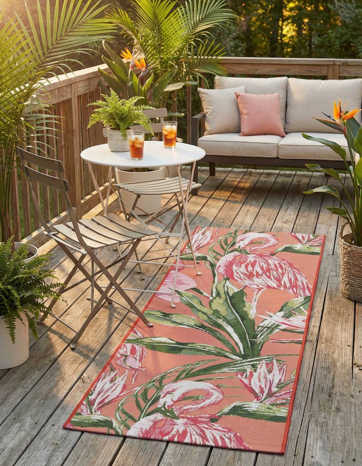 Detail image of 2' x 5'  Washable Botanical Indoor / Outdoor Runner Rug