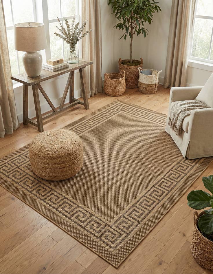 Detail image of  8' x 11' 4  Washable Border Indoor / Outdoor Rug