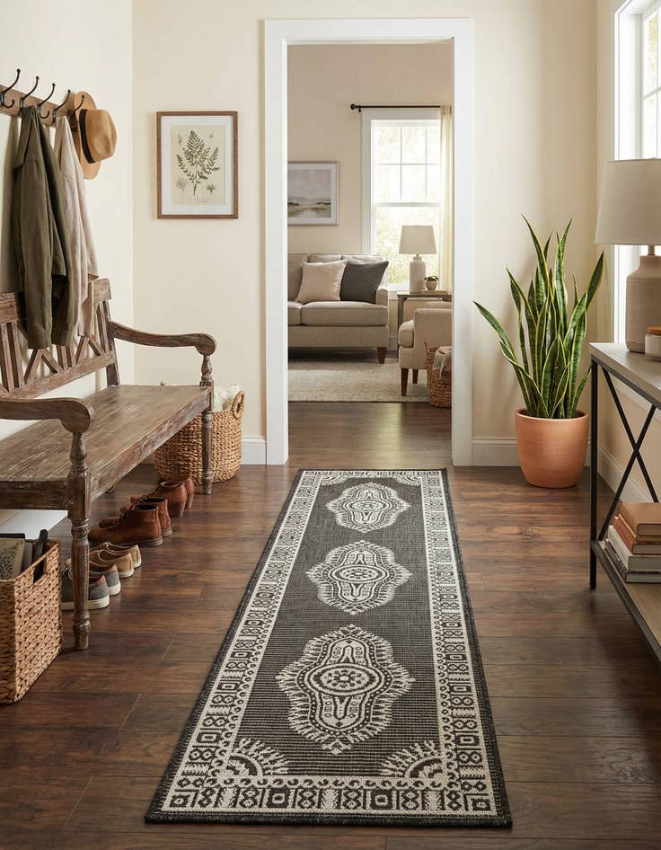 Detail image of 2' x 8'  Washable Traditional Indoor / Outdoor Runner Rug