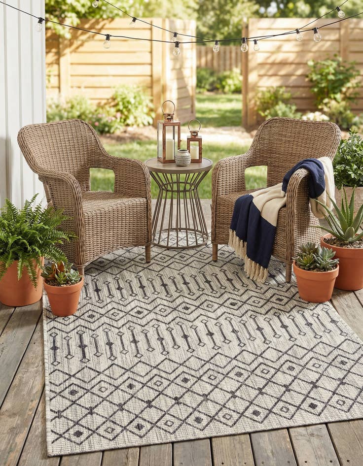 Detail image of 4' x 6'  Washable Trellis Indoor / Outdoor Rug