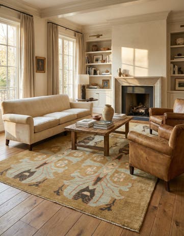 7' x 12' 4 Hand Knotted Oushak Wool Rug