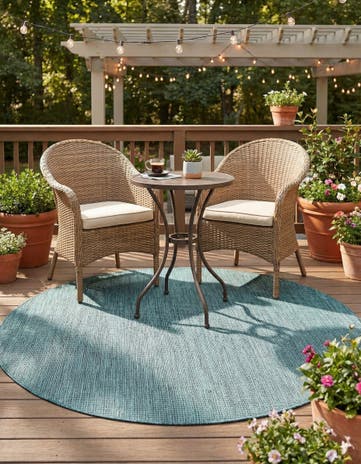 4' 1 x 4' 1 Easy-Clean Solid Indoor / Outdoor Round Rug