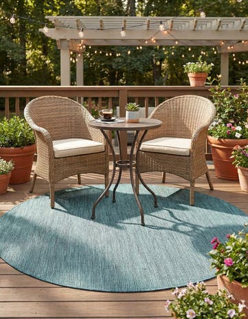 4' 1 x 4' 1 Easy-Clean Solid Indoor / Outdoor Round Rug