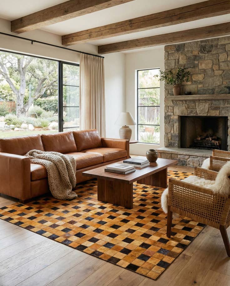 Detail image of 5' 2 x 8' Cowhide Stocks Rug