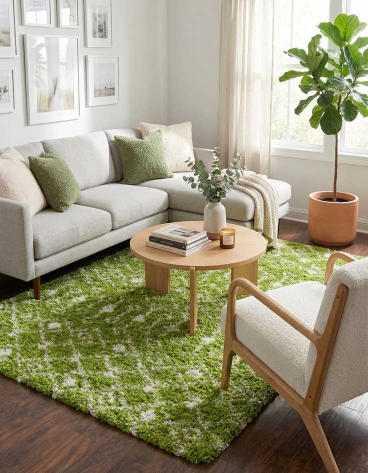 Detail image of  9' x 12' Moroccan Trellis Shag Rug