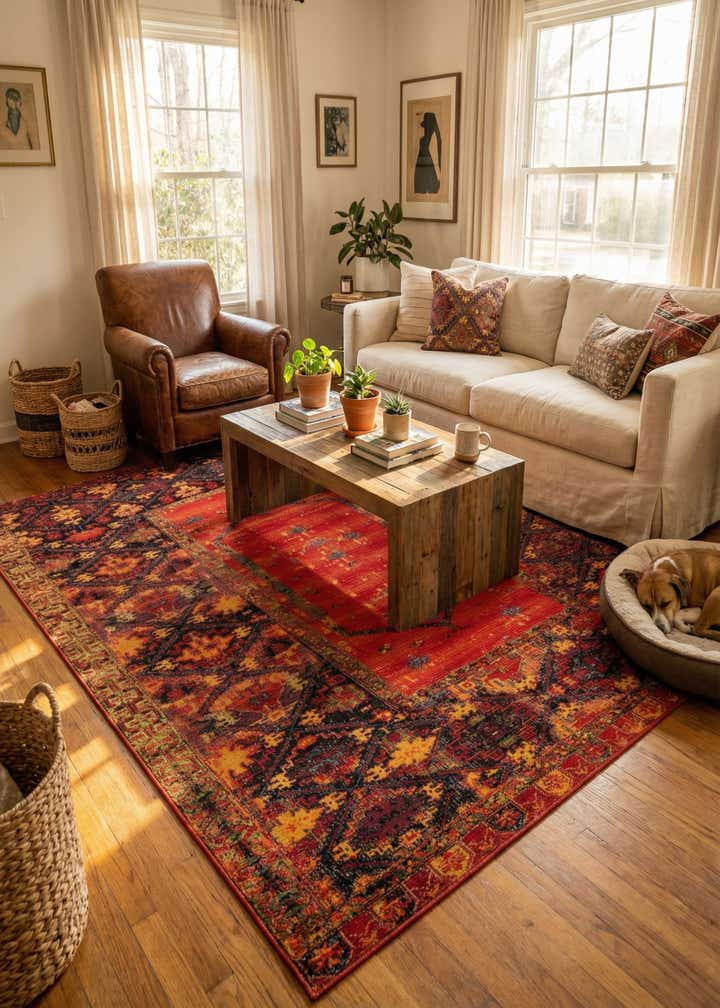 10' x 12' Easy-Clean Tribal Indoor / Outdoor Rug