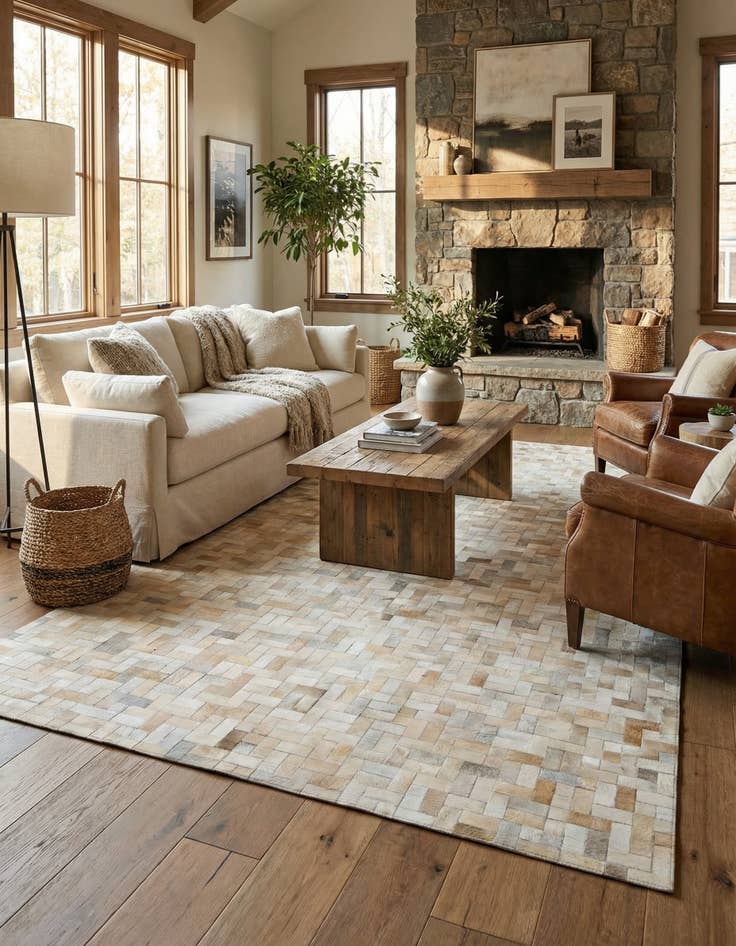 Detail image of 8' 1 x 10' Cowhide Leather Rug