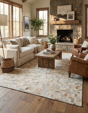 8' 1 x 10' Cowhide Leather Rug