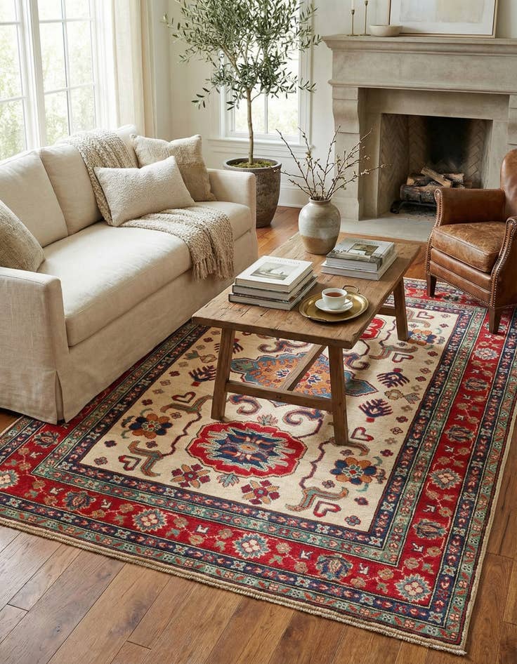 Detail image of 5' x 6' 9  Hand Knotted Kazak Rug