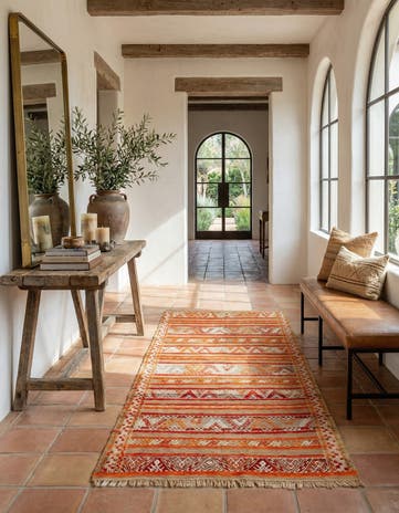 4' 4 x 9' Hand Knotted Moroccan Wool Runner Rug