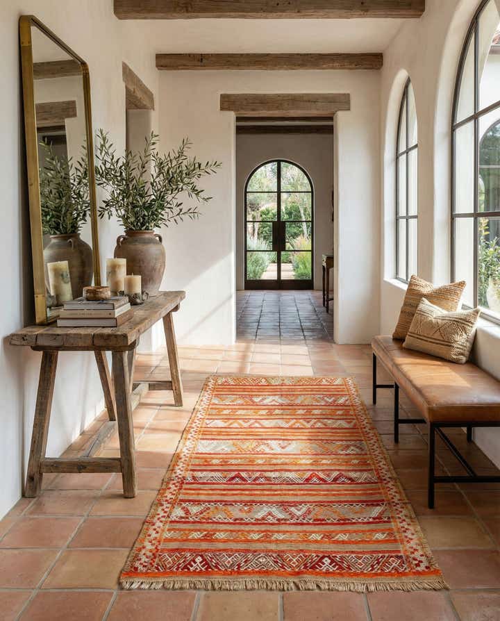4' 4 x 9' Hand Knotted Moroccan Wool Runner Rug