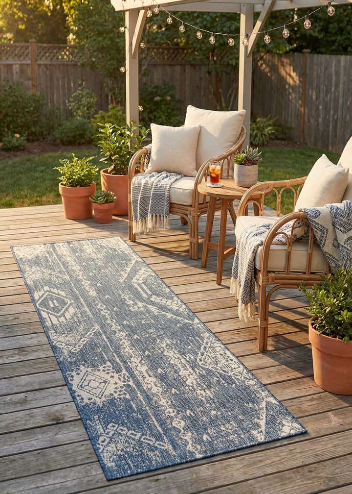 2' x 8' Easy-Clean Bohemian Indoor / Outdoor Runner Rug